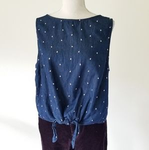 Bryan Rumfallo Heart Tie Front Button Back Tank L